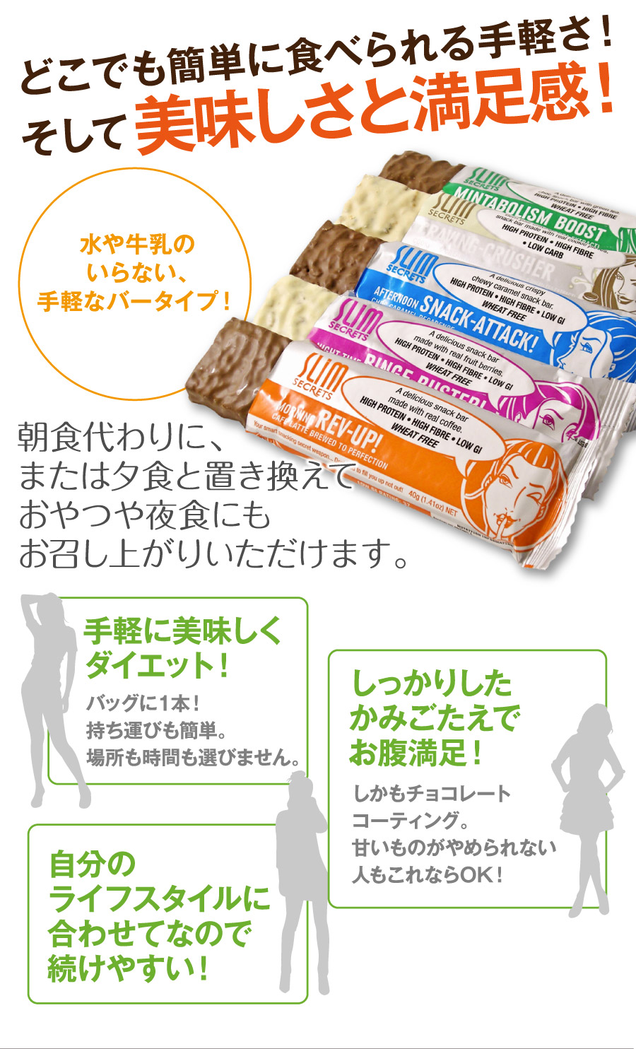 ライフスタイルにあわせやすいダイエット食品　スリムシークレット　プロテインダイエット