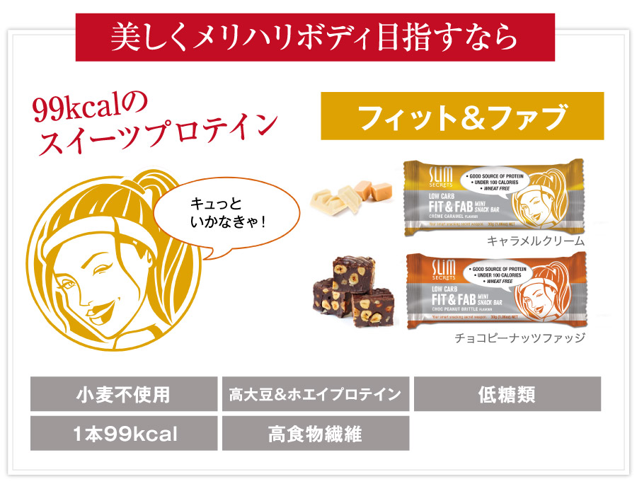 フィット＆ファブ,小麦粉不使用,高大豆＆ホエイプロテイン,低糖類,低カロリー,高食物繊維,ダイエット食品　スリムシークレット　プロテインダイエット